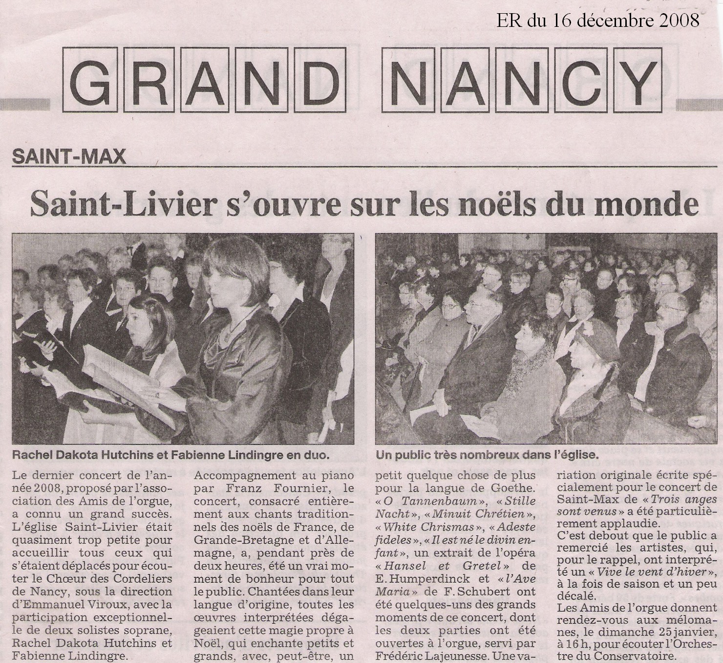 Concerts de nol novembre dcembre 2008